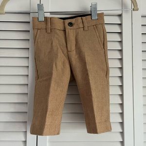 Janie & Jack Baby Boy Tan Herringbone Dress Pants Size 3-6 Months